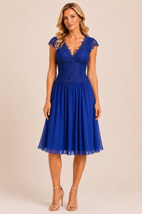 Robes mi-longues Femme Bleu marine DIVA FASHION CP008 Efashion Paris