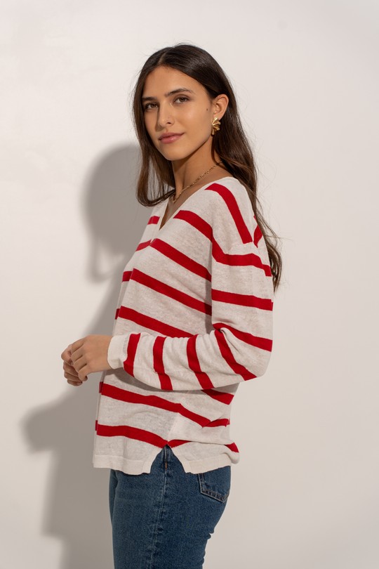 Pulls Femme Ecru/Marine J & W YH23001A Efashion Paris