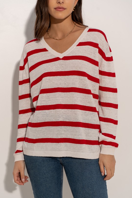 Pulls Femme Ecru/Marine J & W YH23001A Efashion Paris