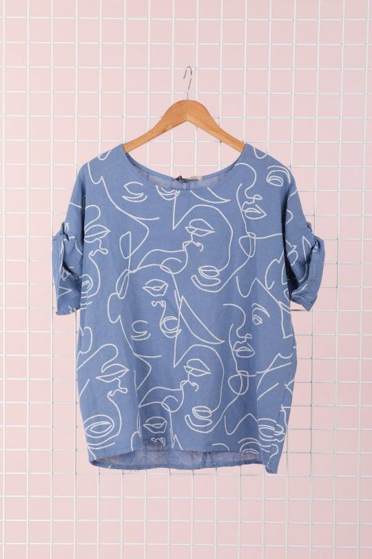 T-shirts Femme Bleu royal CHANA MOD H10 Efashion Paris