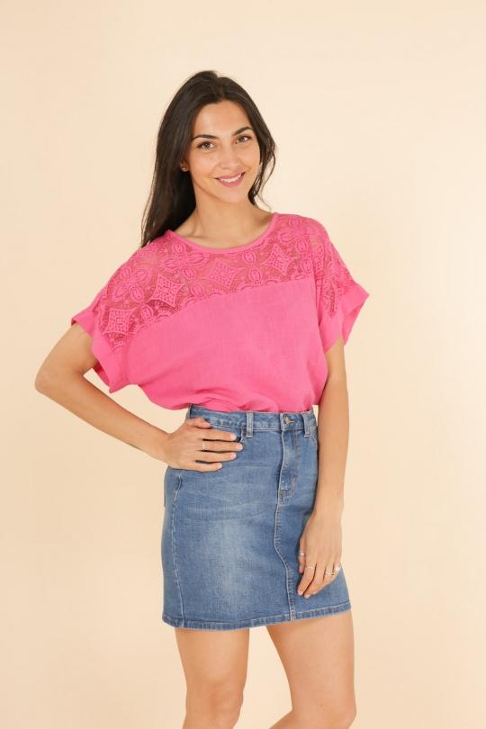 T-shirts Femme Fushia CHANA MOD H12 Efashion Paris