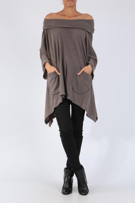 Tuniques Femme Taupe CHANA MOD T3216 Efashion Paris