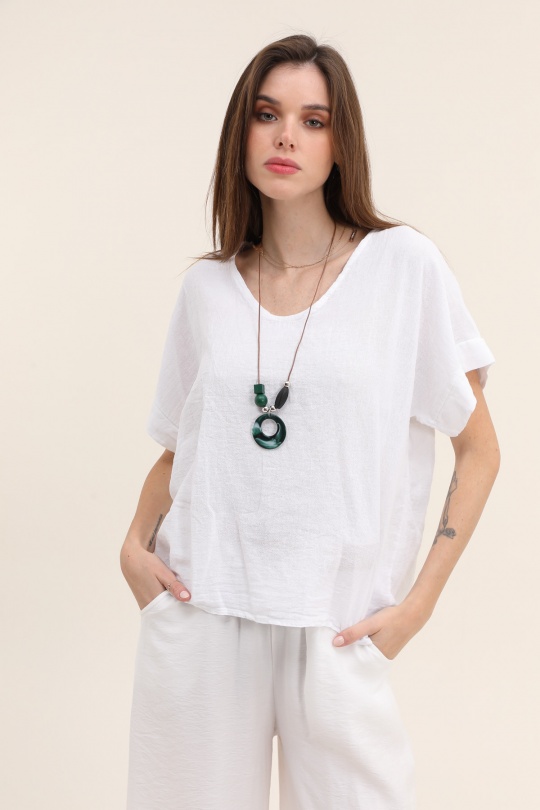 T-shirts Femme Blanc CHANA MOD H214 Efashion Paris