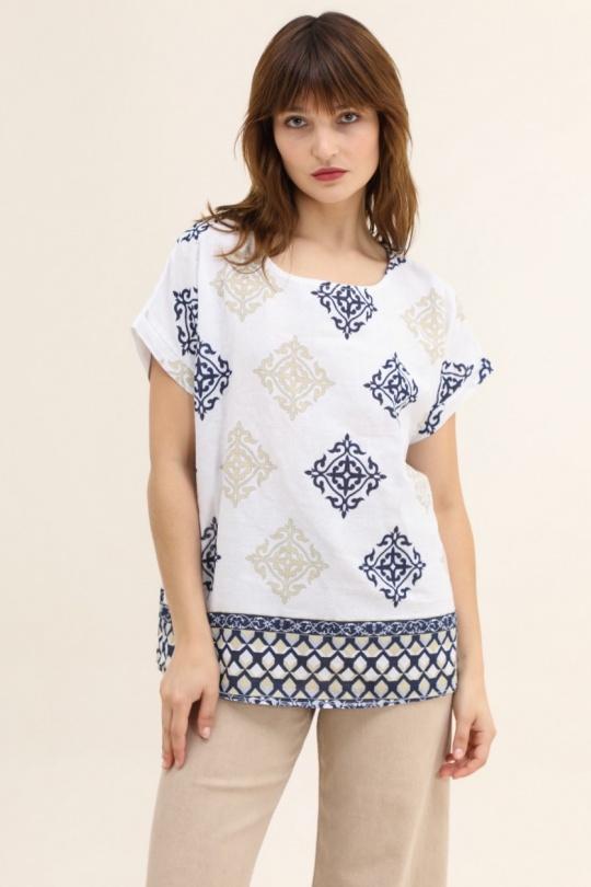 T-shirts Femme Blanc CHANA MOD H259A Efashion Paris
