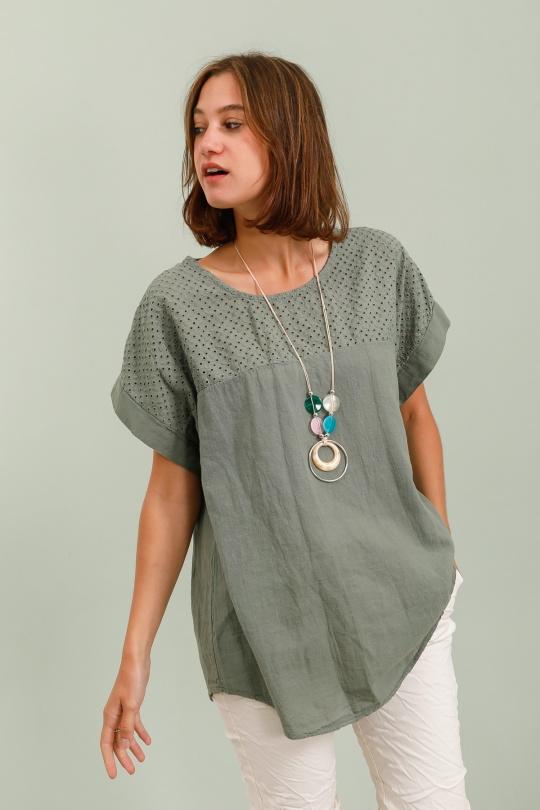 Blouses Femme Kaki CHANA MOD H617 Efashion Paris