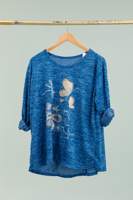 Camisetas Mujer Peacock blue CHANA MOD H305 Efashion Paris