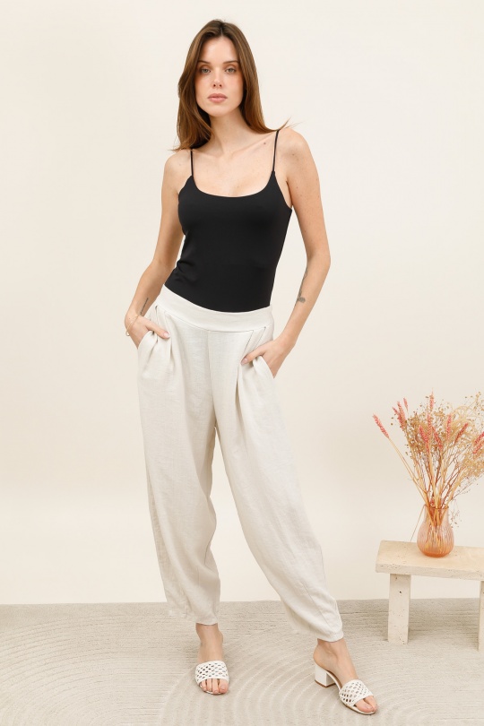 Pantaloni Donna Beige CHANA MOD PT323 Efashion Paris