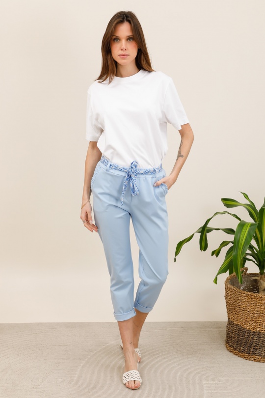 Pantaloni Donna Sky blue CHANA MOD PT335 Efashion Paris