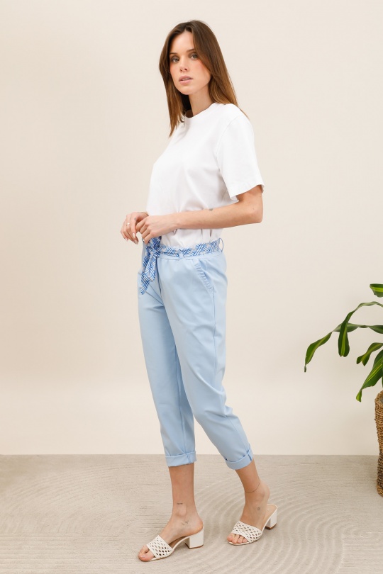 Pantaloni Donna Sky blue CHANA MOD PT335 Efashion Paris