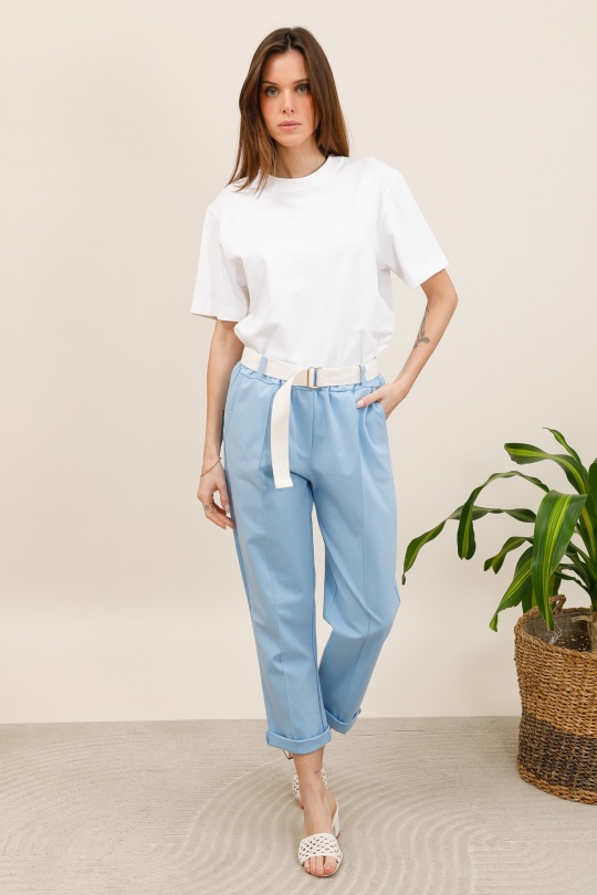 Pantaloni Donna Sky blue CHANA MOD PT334 Efashion Paris