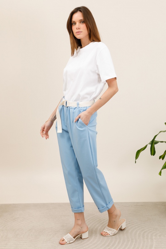Pantaloni Donna Sky blue CHANA MOD PT334 Efashion Paris