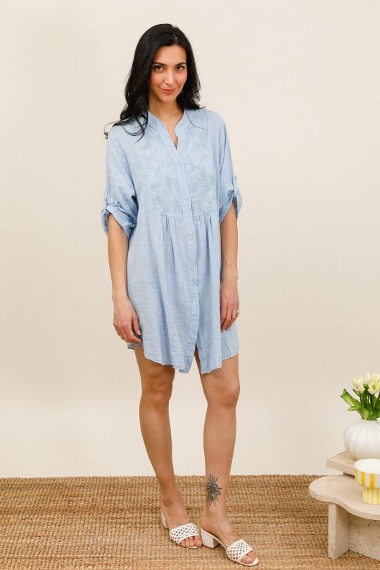 Robes courtes Femme Bleu ciel CHANA MOD CH362 Efashion Paris