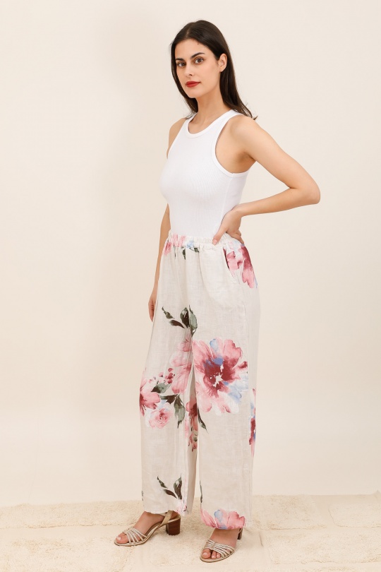 Pantaloni Donna Beige CHANA MOD PT353 Efashion Paris