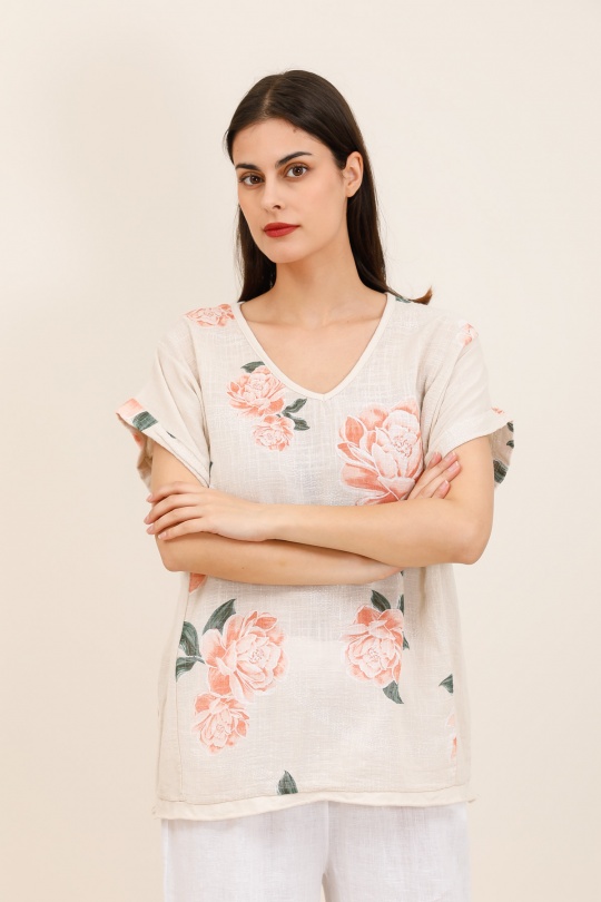 T-shirts Donna Beige CHANA MOD H370 Efashion Paris