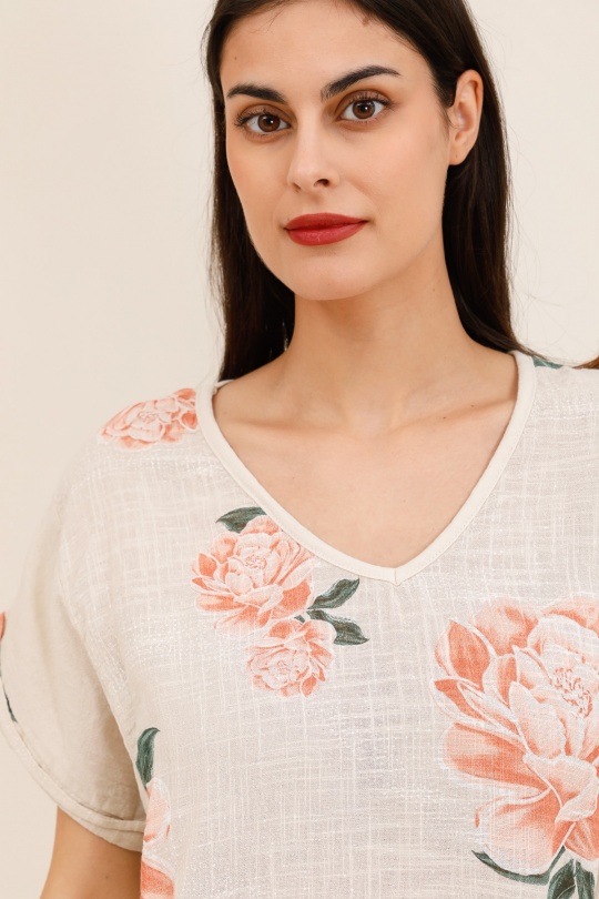 T-shirts Donna Beige CHANA MOD H370 Efashion Paris