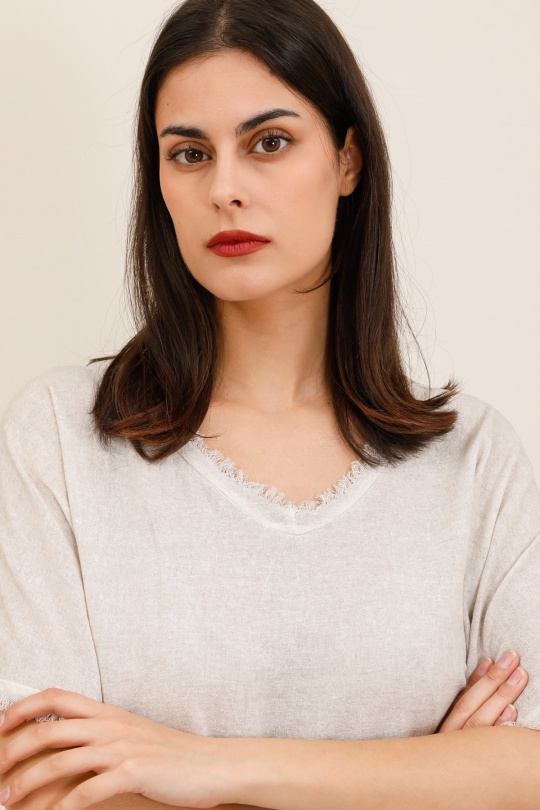 T-shirts Donna Beige CHANA MOD H319 Efashion Paris