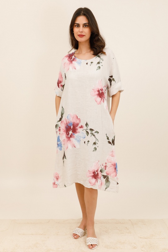 Abiti al polpaccio Donna Beige CHANA MOD R616 Efashion Paris