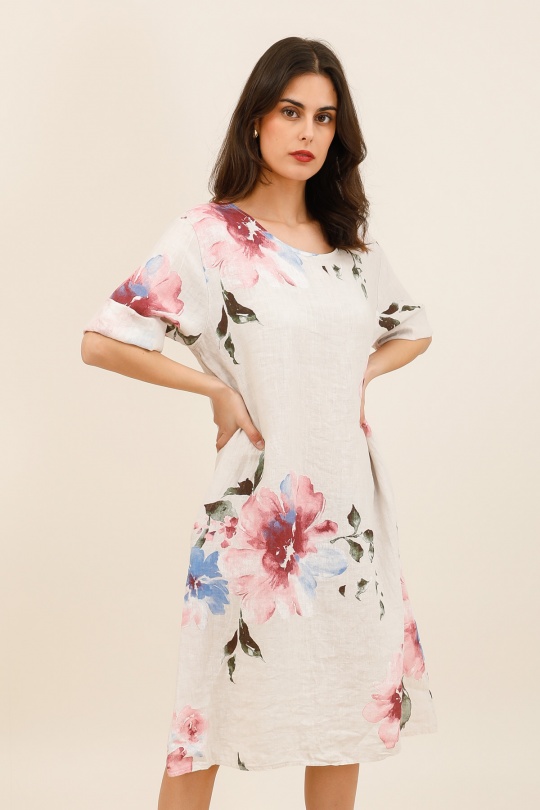 Abiti al polpaccio Donna Beige CHANA MOD R616 Efashion Paris