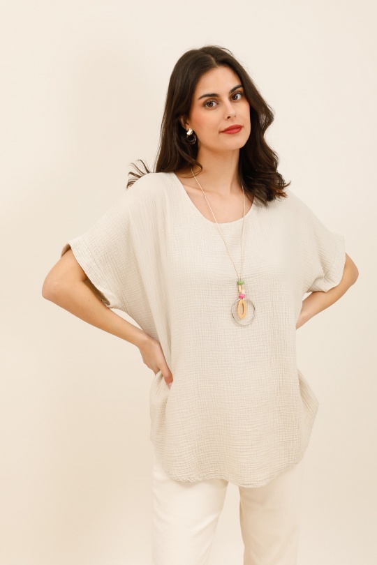 Tops Mujer Beige CHANA MOD H316 Efashion Paris