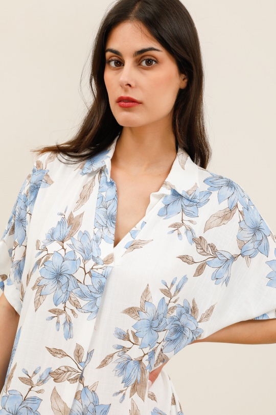 Midi dresses Women Sky blue CHANA MOD R619 Efashion Paris