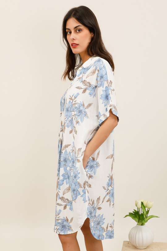 Midi dresses Women Sky blue CHANA MOD R619 Efashion Paris