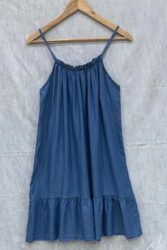 Robes mi-longues Femme Bleu jean CHANA MOD TU660 Efashion Paris