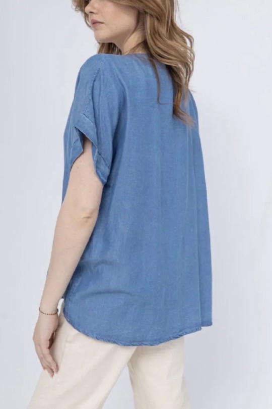 Blouses Femme Bleu clair CHANA MOD CH304 Efashion Paris