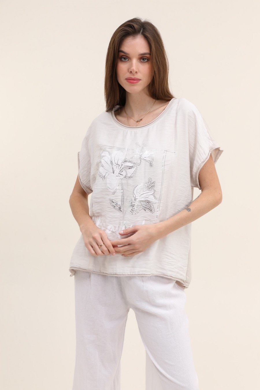 T-shirts Femme Beige CHANA MOD H209 #c Efashion Paris
