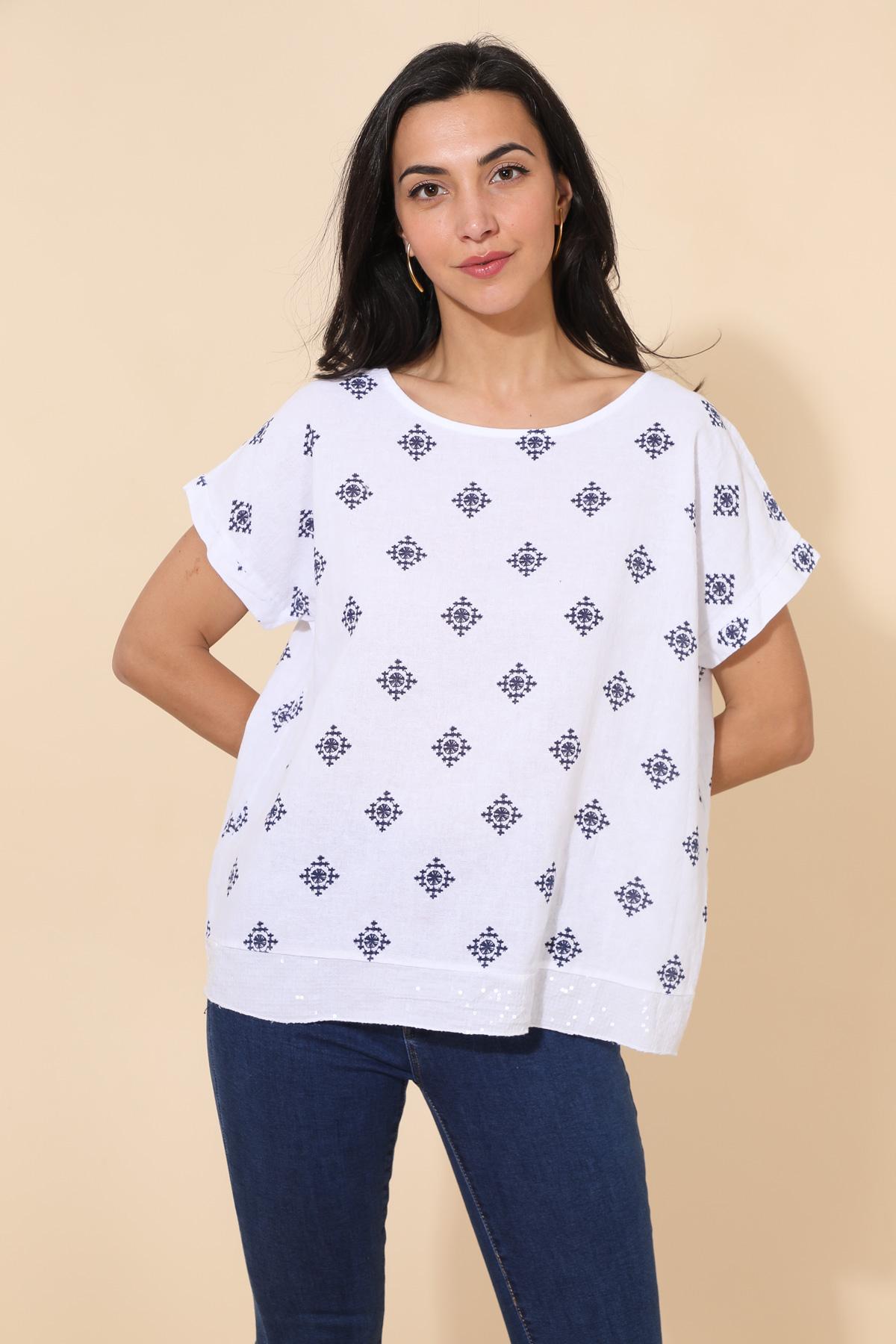 T-shirts Femme Blanc CHANA MOD H246 #c Efashion Paris