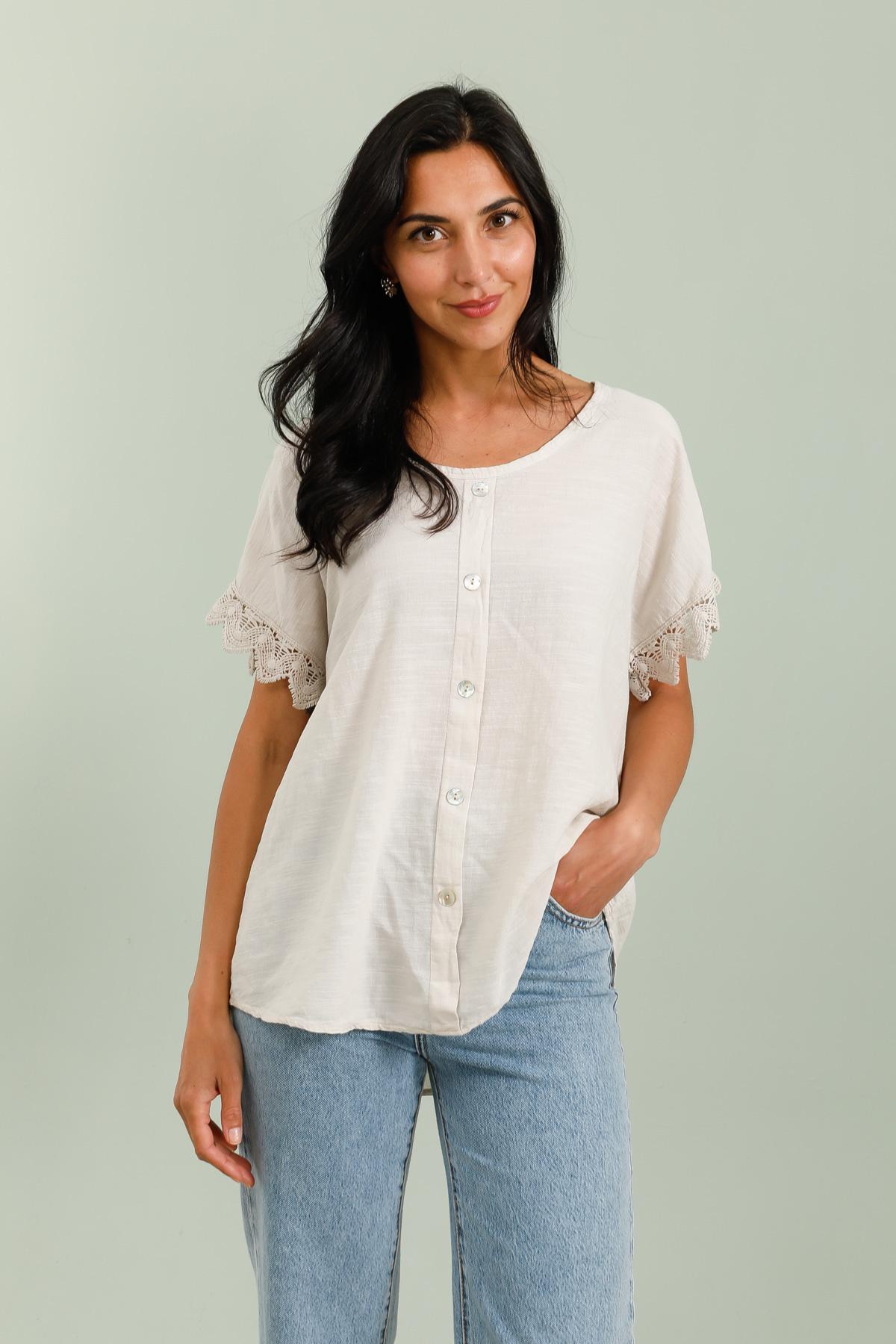 Camisetas Mujer Beige CHANA MOD H633 #c Efashion Paris