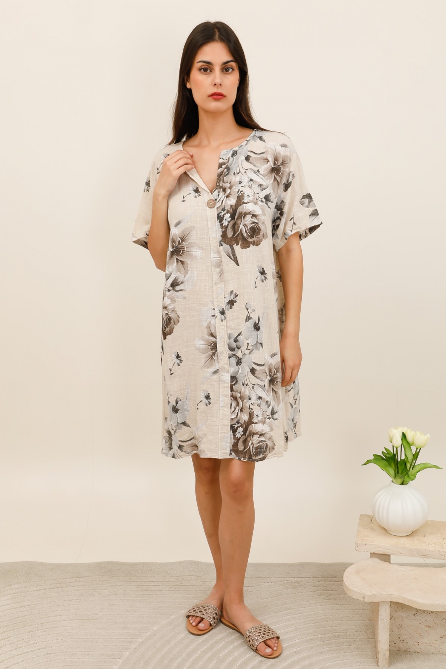 Vestidos cortos Mujer Beige CHANA MOD TU656 #c Efashion Paris