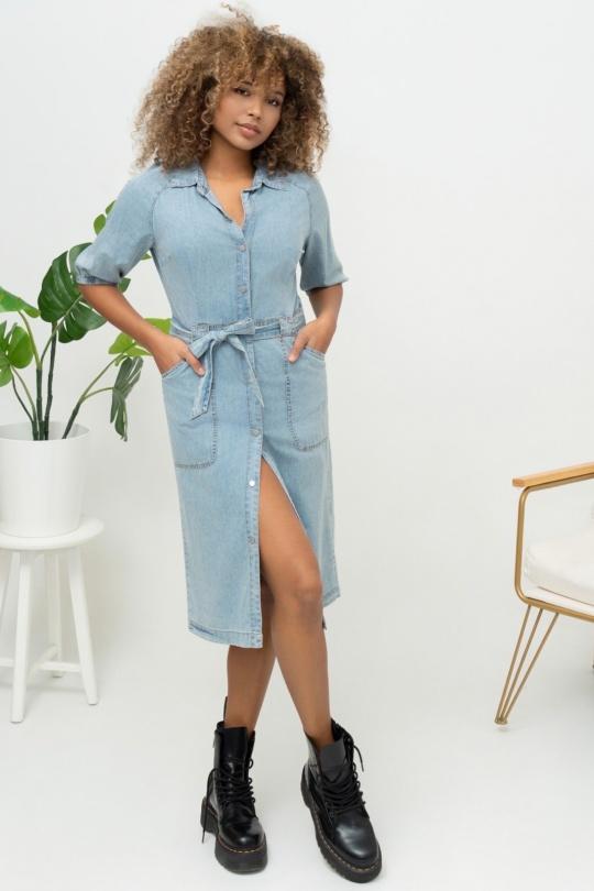 Robes mi-longues Femme Bleu jean CIMINY M0087 Efashion Paris