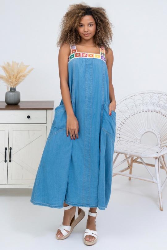 Maxi dresses Women Jean blue CIMINY M0194 Efashion Paris
