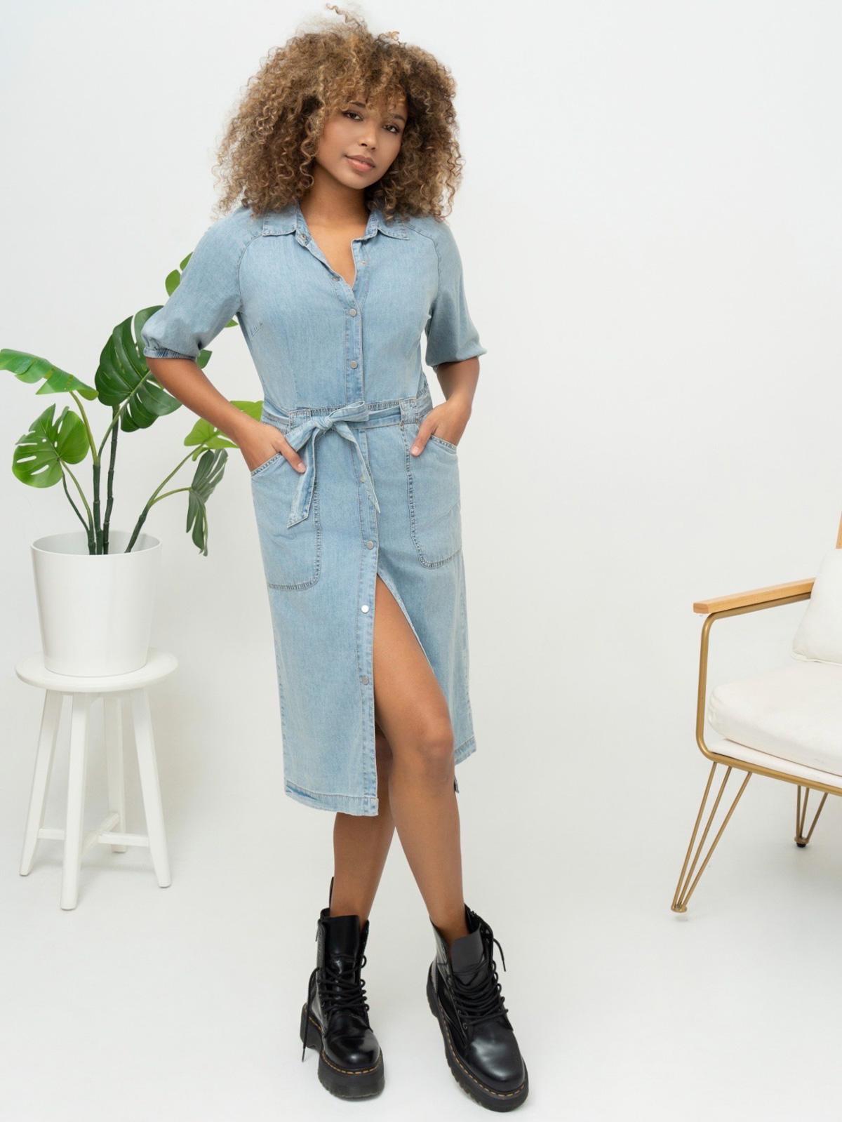 Robes mi-longues Femme Bleu jean CIMINY M0087 #c Efashion Paris