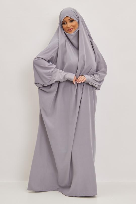 Abaya Femme Gris clair SILVER FASHION 7067 Efashion Paris