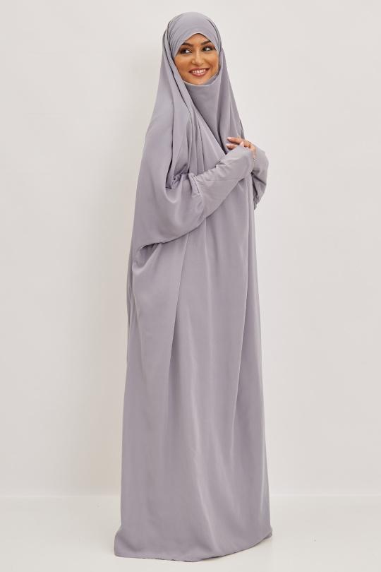 Abaya Femme Gris clair SILVER FASHION 7067 Efashion Paris