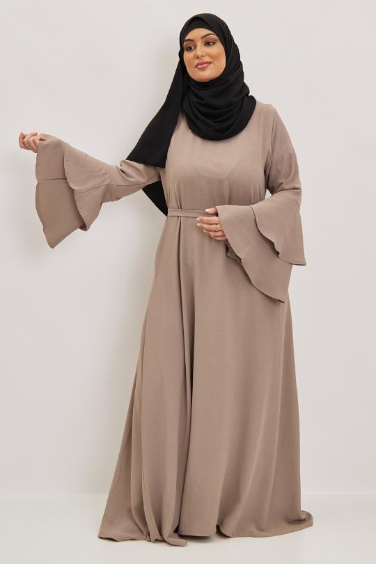 Abaya Femme Taupe SILVER FASHION 1810B Efashion Paris