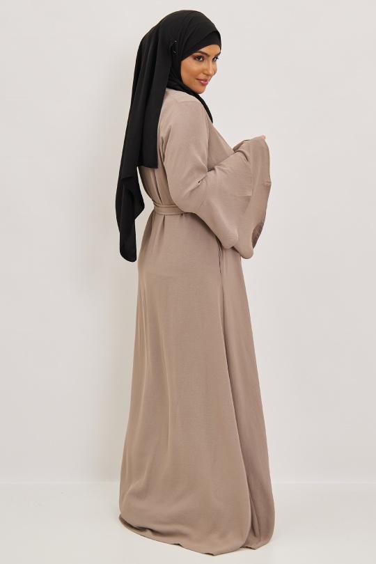 Abaya Femme Taupe SILVER FASHION 1810B Efashion Paris