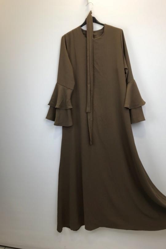 Abaya Femme Taupe SILVER FASHION 1810B Efashion Paris