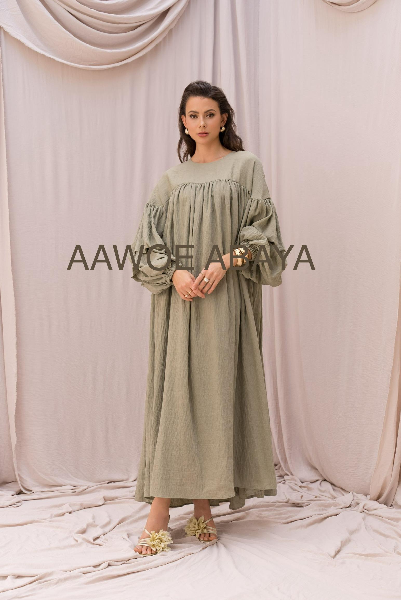 Abaya Femme Kaki clair SILVER FASHION 2433 #c Efashion Paris