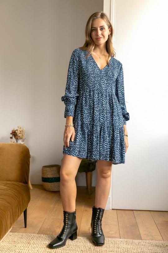 Short dresses Women Blue LOVIE & Co 3515D Efashion Paris