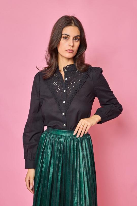 Chemises Femme Noir LOVIE & Co ASD91606 Efashion Paris