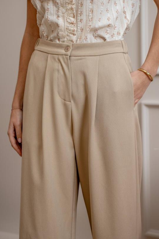 Pantalones Mujer Beige LOVIE & Co TH25441-CORENTIN Efashion Paris