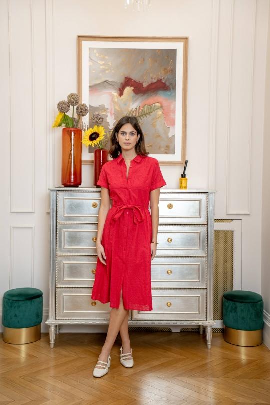 Robes mi-longues Femme Rouge LOVIE & Co 5080D-ELOISE Efashion Paris
