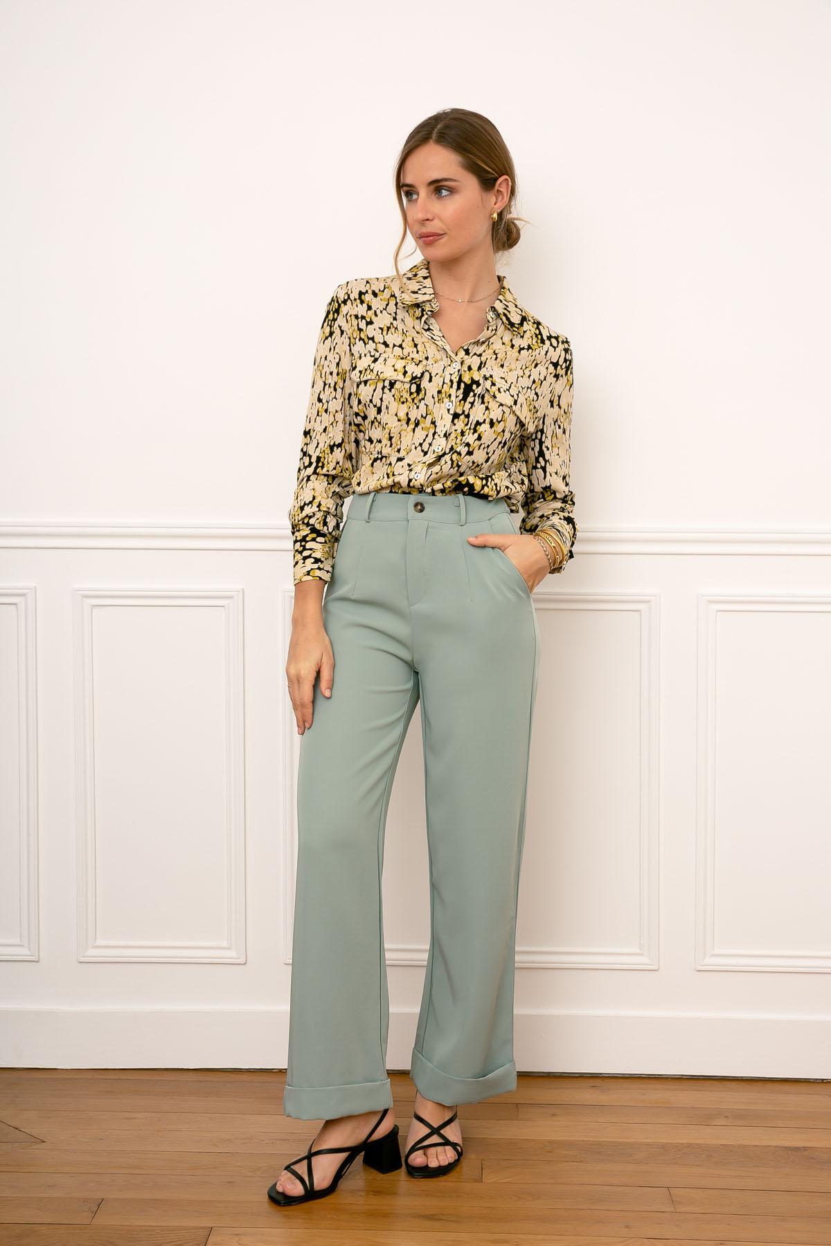 Trousers Women Green LOVIE & Co 3693P #c Efashion Paris