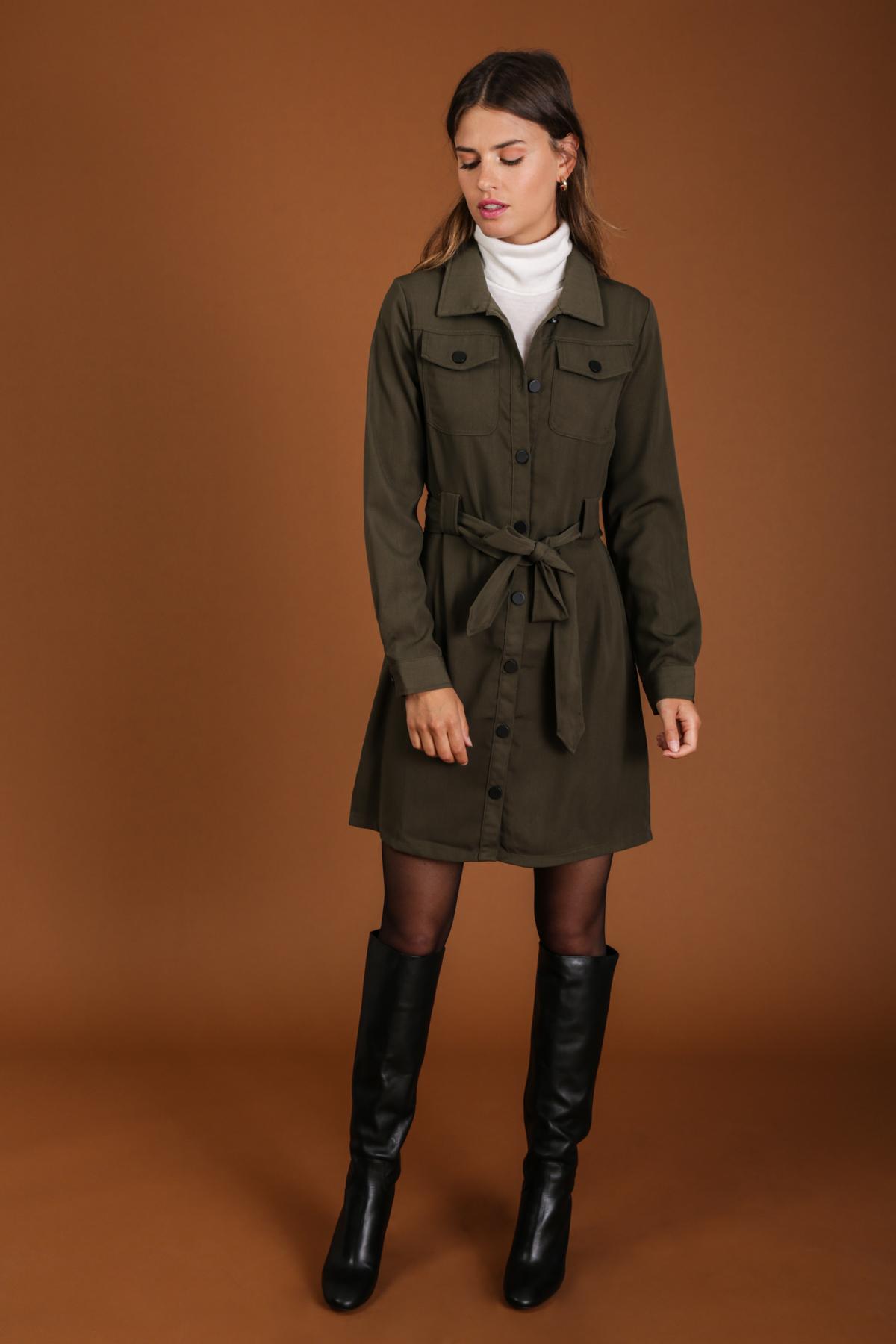 Robes courtes Femme Kaki LOVIE & Co ASD53556 #c Efashion Paris
