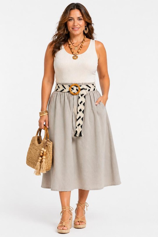 Jupes Femme Beige NEW&CO 632 Efashion Paris