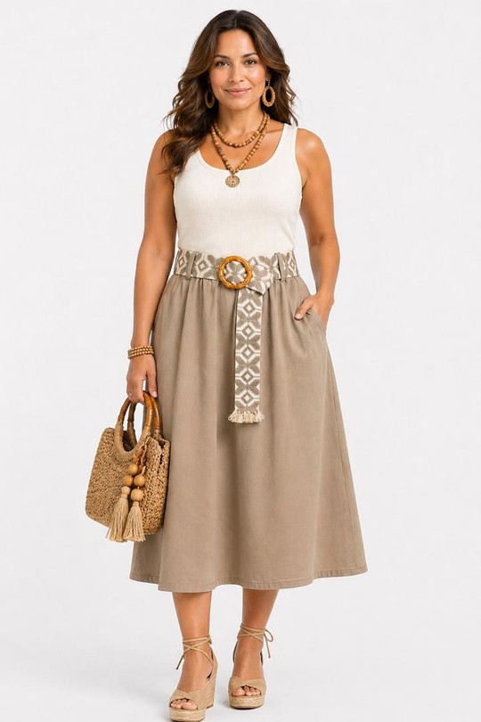 Jupes Femme Beige NEW&CO 632 Efashion Paris