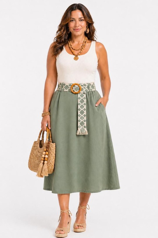 Jupes Femme Beige NEW&CO 632 Efashion Paris