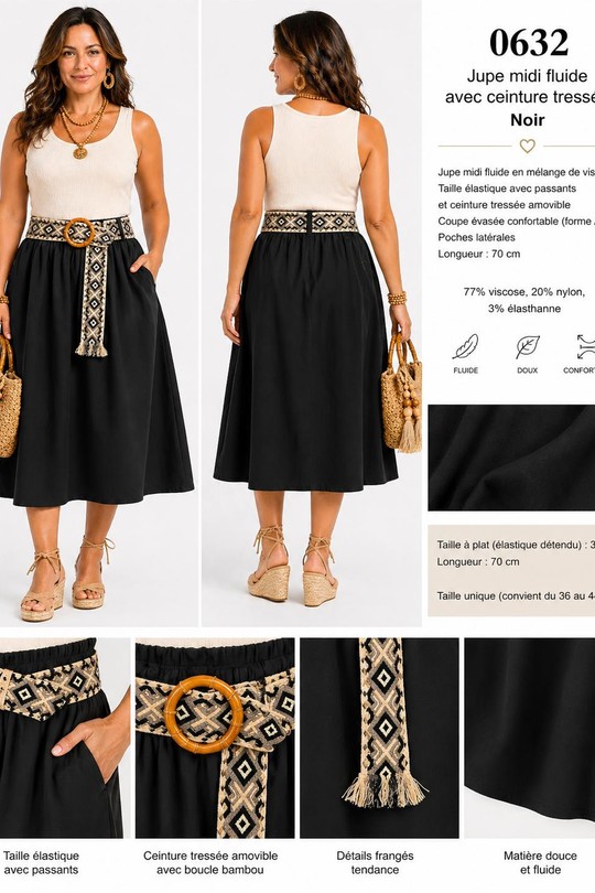 Jupes Femme Beige NEW&CO 632 Efashion Paris